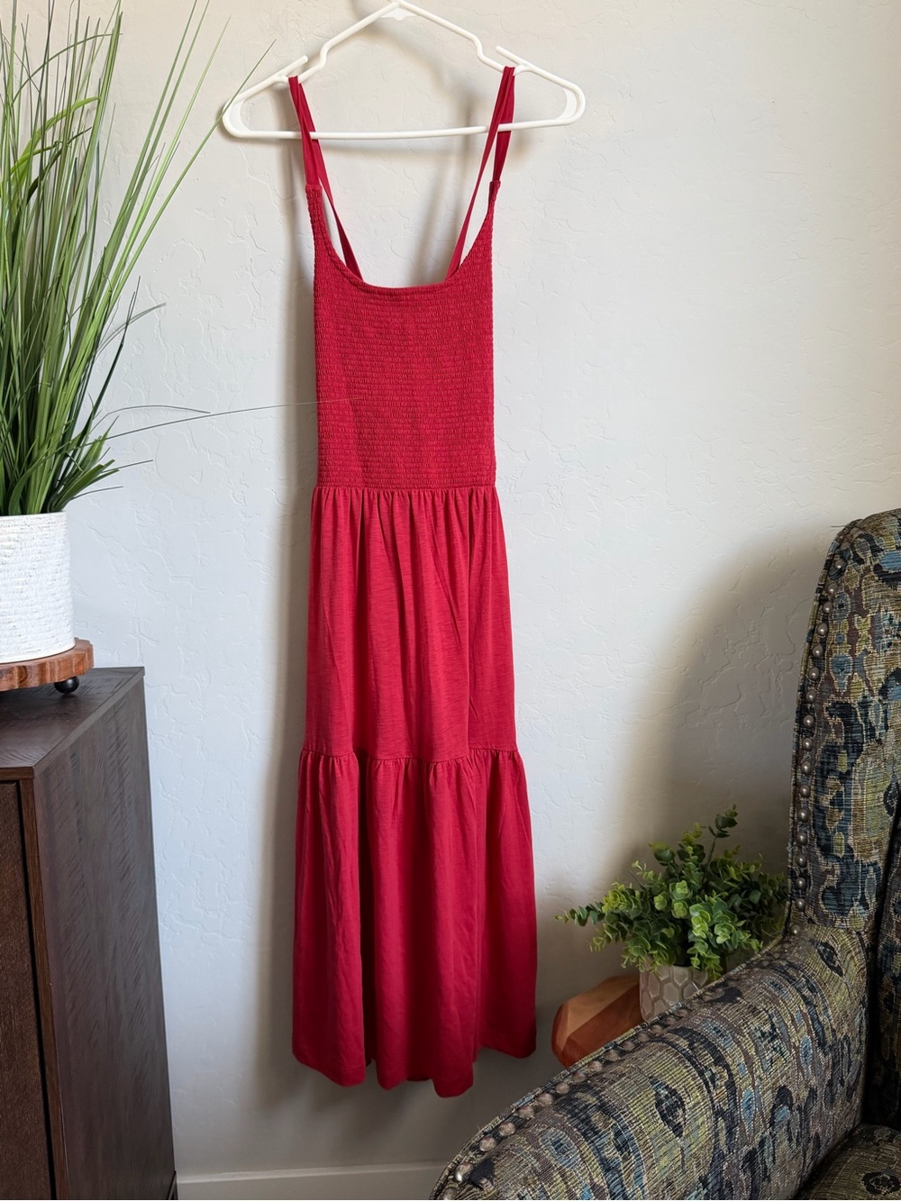 NWT Nation LTD Penelope Dress Red Smocked Tiered Midi Dress Medium